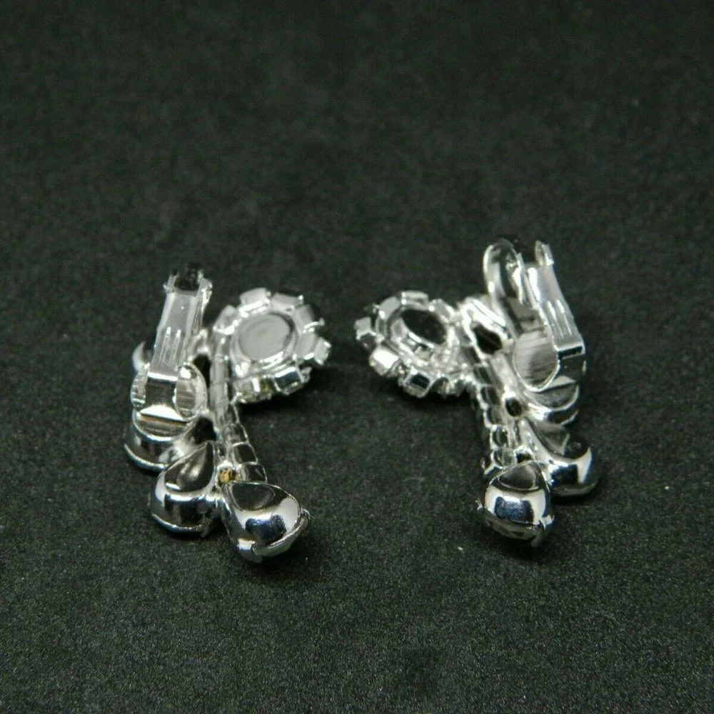 Silver Tone Clear Rhinestone Art Deco Style
